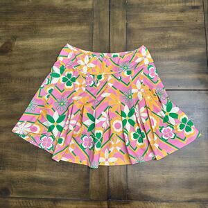 Kenny Flowers Pink Retro Floral Skort Small Pleated Golf Tennis Preppy Mod